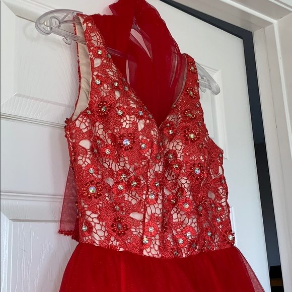 BLUSH red formal dress | WORN ONCE | SIZE 0-2 - Picture 2 of 8